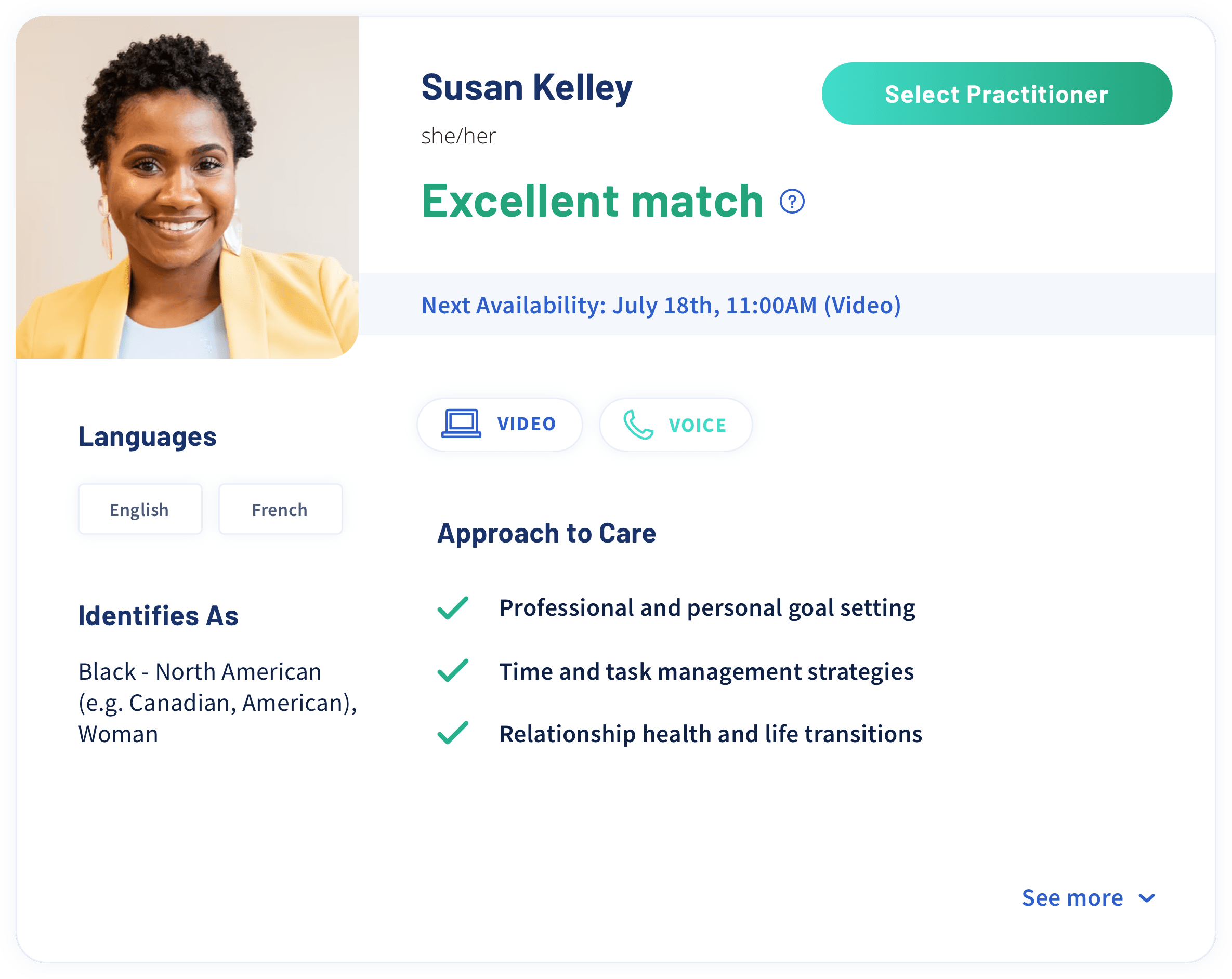Select a provider from your customized results